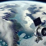 "Satélite europeu monitora o degelo na Groenlândia, capturando dados sobre mudanças climáticas e seus efeitos no meio ambiente."